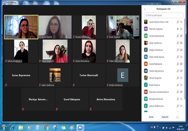 09.01.2021 tarixində Zoom platforması üzərindən Layihələrin İdarə Edilməsi şöbəsinin müdiri, psixoloq Nərmin Quliyevanın təqdimatında 
